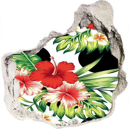 Wallmuralia Okleina 3D Dziura Na Ścianę Hawajskie Kwiaty 75x75cm