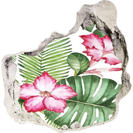 Wallmuralia Okleina 3D dziura na ścianę Tropikalne kwiaty 75x75cm