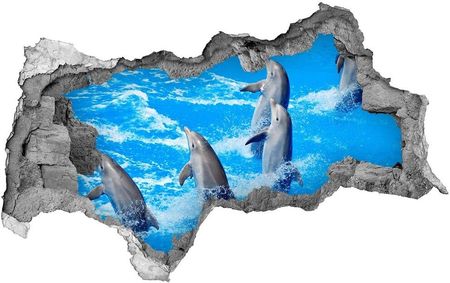Wallmuralia Dziura 3D Fototapeta Na Ścianę Naklejka Delfiny 95x73cm
