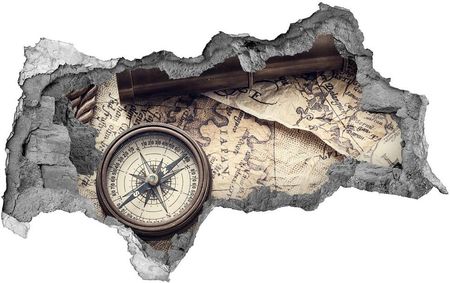 Wallmuralia Samoprzylepna Dziura Na Ścianę Kompas Mapa Lupa 95x73cm