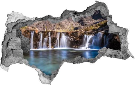 Wallmuralia Naklejka Fototapeta 3D Wodospad W Górach 95x73cm