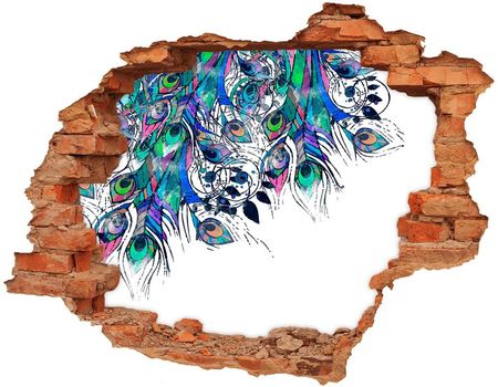 Wallmuralia Dziura 3D Foto Tapeta Naklejka Pawie Pióra 90x70cm