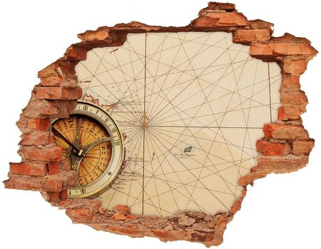 Wallmuralia Samoprzylepna Dziura Na Ścianę Kompas Na Mapie 90x70cm