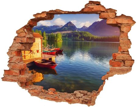 Wallmuralia Dziura 3D W Ścianie Na Ścianę Jezioro W Górach 90x70cm