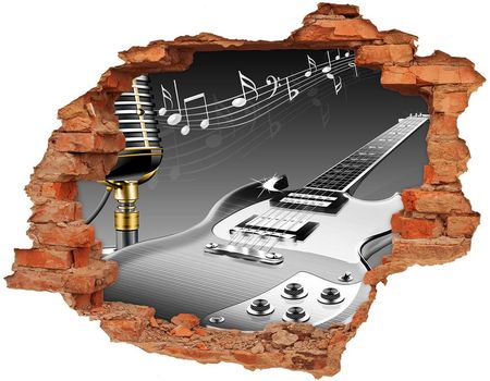 Wallmuralia Fotoobraz Dziura Na Ścianę Gitara I Mikrofon 90x70cm