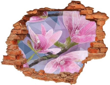 Wallmuralia Okleina 3D Dziura Na Ścianę Różowa Magnolia 90x70cm
