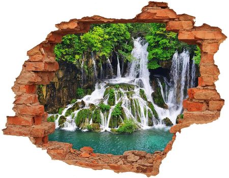 Wallmuralia Naklejka Fototapeta 3D Wodospad W Górach 90x70cm