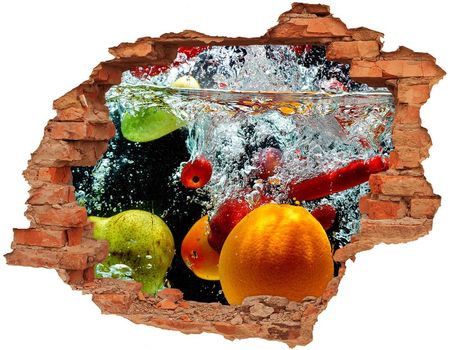 Wallmuralia Naklejka 3D Dziura Na Ścianę Owoce Pod Wodą 90x70cm