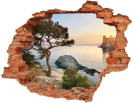 Wallmuralia Dziura 3D W Ścianie Naklejka Drzewo Nad Morzem 90x70cm
