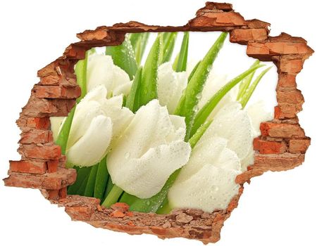 Wallmuralia Samoprzylepna Dziura Na Ścianę Białe Tulipany 90x70cm