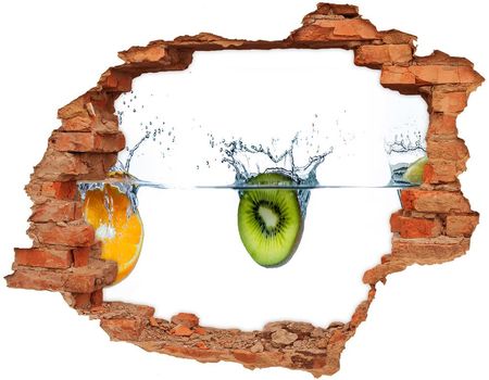 Wallmuralia Naklejka 3D Dziura Na Ścianę Owoce Pod Wodą 90x70cm