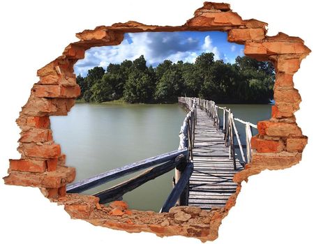 Wallmuralia Samoprzylepna Dziura Na Ścianę Drewniany Most 90x70cm