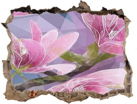 Wallmuralia Okleina 3D Dziura Na Ścianę Różowa Magnolia 95x64cm