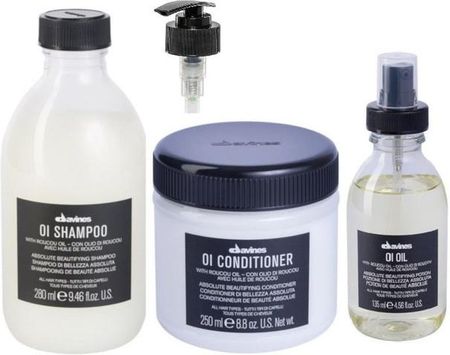 Davines zestaw: szampon z pompką + odżywka + olejek 135ml