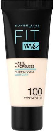 Maybelline New York Fit Me Matte+ Poreless Podkład Matujący 100 Warm Ivory 30 ml