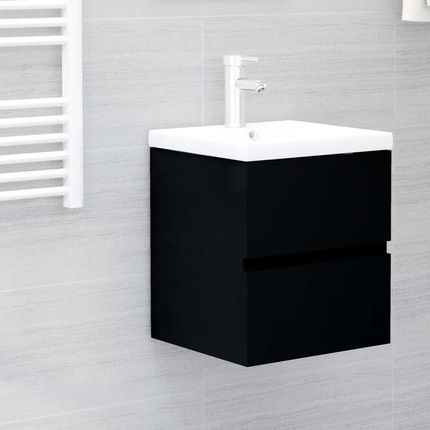 Vidaxl Szafka Z Wbudowaną Umywalką, Czarna, Płyta Wiórowa 3071532