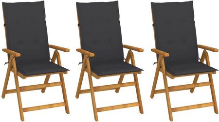 Mia Home Vidaxl Składane Krzesła Ogrodowe Z Poduszkami 3 Szt. Drewno Akacjowe
