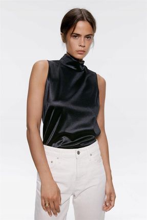ふく Bluzka Zara High Neck Top czarny top półgolf r. M - Ceny i