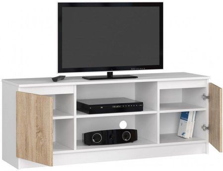 Szafka Rtv Fabryka Mebli Akord Biała Sonoma 40X55X140 Cm - zdjęcie 3