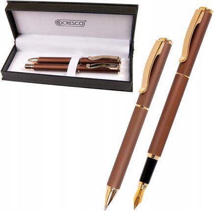 Rystor Nobo Komplet Pióro + Długopis Exclusive Brązowy Cresco