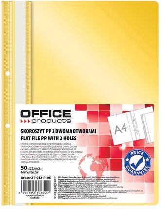 Office Products Skoroszyt A4 Zawieszany 2 Otwory Op.50 Żółty