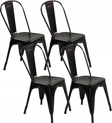 4 Krzesła Metalowe Tolix Czarne Bar Bistro