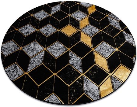 Dywan Gloss Koło Nowoczesny 400B 86 Stylowy Glamour Art Deco 3D Geometryczny Czarny / Złoty 150 Cm