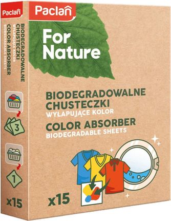 Paclan For Nature Biodegradowalne Chusteczki Wyłapujące Kolor 15Szt.