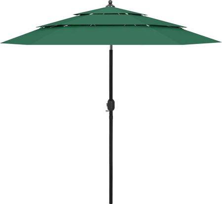 Vidaxl 3-Poziomowy Parasol Na Aluminiowym Słupku Zielony 2,5M