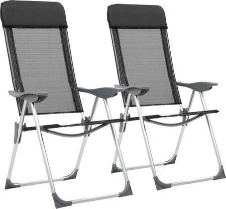 Vidaxl Składane Krzesła Turystyczne 2 Szt Czarne Aluminiowe (44305)