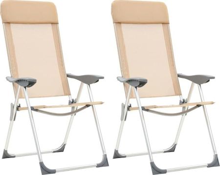 Vidaxl Składane Krzesła Turystyczne 2 Szt Kremowe Aluminiowe (44306)