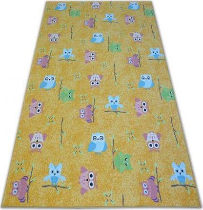 Dywany Łuszczów Dywan Dla Dzieci Owls Żółty Sowy Sówki, 200X200cm