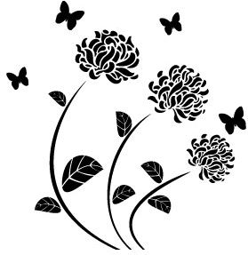 Szablon flora 124 - Róża i motyle