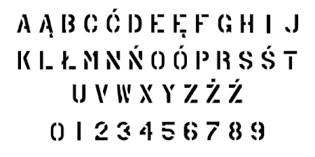 Alfabet + cyfry - PHANTOM - szablon malarski