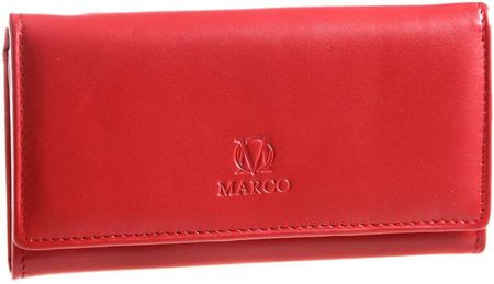 Duży czerwony skórzany portfel damski