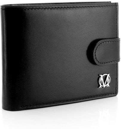 Czarny skórzany mini portfel męski logo MARCO