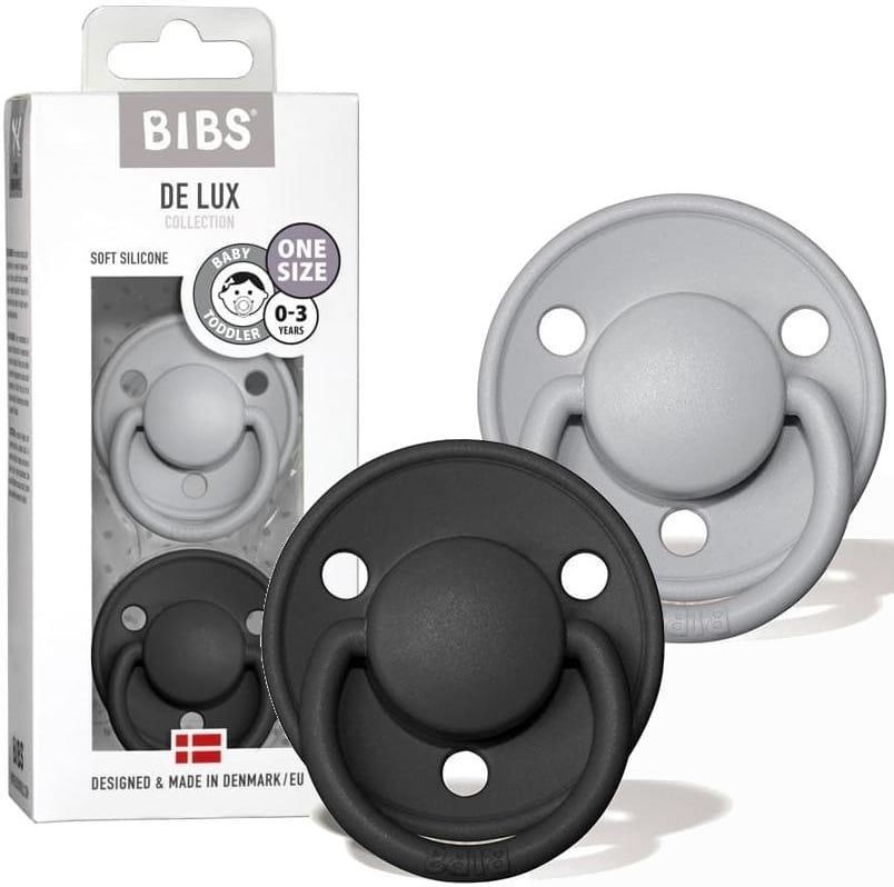 Bibs De Lux One Size 2 Pack Cloud & Black Smoczek Uspokajający