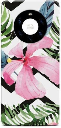 Casegadget Etui Nadruk Różowy Kwiat I Liście Huawei Mate 40 Pro