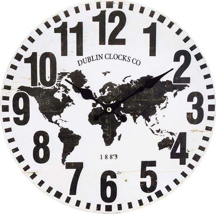 Art Pol Zegar Na Ścianę Biało Czarny Mapa Świata 34Cm