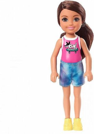 Barbie Chelsea i przyjaciele Mała lalka Różowa koszulka piesek + spodenki/Brązowe włosy DWJ33/GXT40