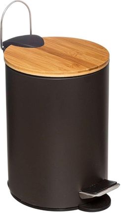 5Five Simple Smart Kosz Łazienkowy Na Śmieci Z Bambusową Pokrywą Modern Czarny 3L