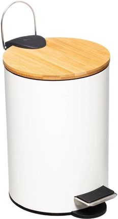 5Five Simple Smart Kosz Łazienkowy Na Śmieci Z Bambusową Pokrywą Modern Biały 3L