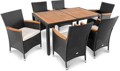 Divolio Zestaw Mebli Ogrodowych Verona 6+1 Czarny/Kremowy