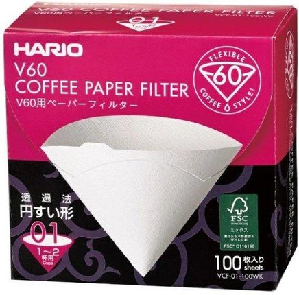 Filtry papierowe do dripa Hario V6001 100 sztuk