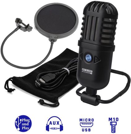 Zestaw: Mikrofon dynamiczny sPodcaster, statyw, pokrowiec, pop filtr
