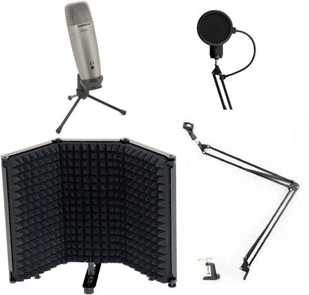 Samson C01U USB PRO - mikrofon studyjny + uchwyt + pop filtr + ekran akustyczny
