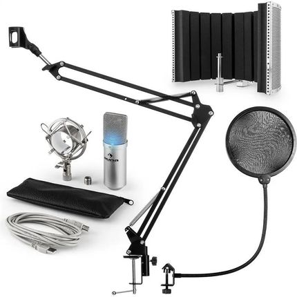 Auna MIC-900S-LED USB zestaw V5 mikrofon pojemnościowy pop filtr ramię sterujące