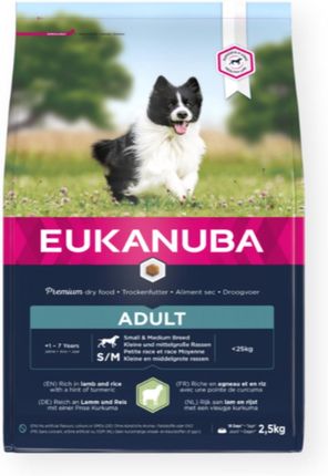 Eukanuba Dla dorosłych psów małych i średnich ras bogata w jagnięcinę i ryż 2,5kg