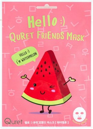 Quret Hello Friends Mask – Watermelon – Nawilżająca maska w płachcie z ekstraktem z arbuza