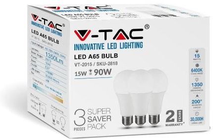 V-Tac Led 15W E27 A60 3szt. Vt-2015 6400K 1350lm